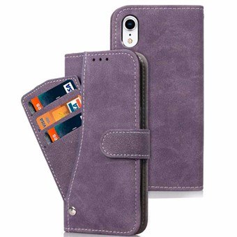 Leather Case for iPhone XR - Front Card Holder - Purple