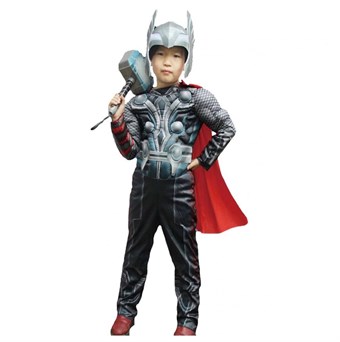 Thor Costume - Children - Incl. Mask + Suit + Hood - Small - 110-120 cm