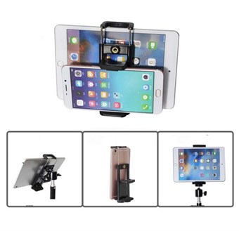 Portable Smartphone Clip For iPad Holds Tripod Mount For iPhone Samsung Selfie Cell Phone Stand Bracket Fixed Clip