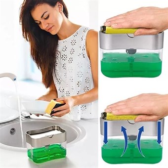 Press Soap Dispenser - Kitchen - Detergent Wash Presser - Silver