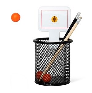 Smart pencil holder with basketball motif