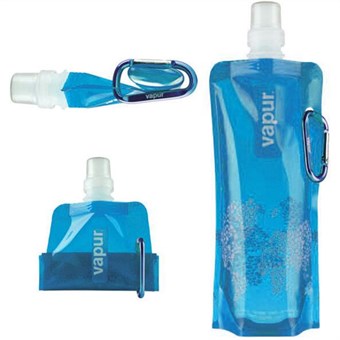 Flexible water bottle with metal ring (Blue)