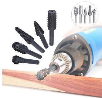 Milling Kit for Drill - 5 Different Bits - for Wood, Plastic and Light Alloys