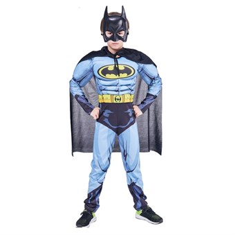 Batman Blue Costume Kids - incl. Mask + Suit + Hood - Medium - 120-130 cm