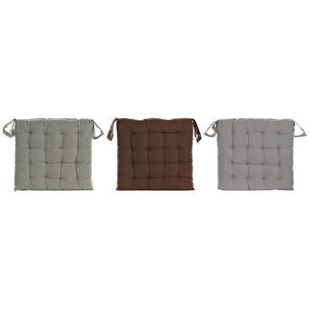 Chair cushion DKD Home Decor Grey Beige Brown (40 x 40 x 4 cm) (3 Units)