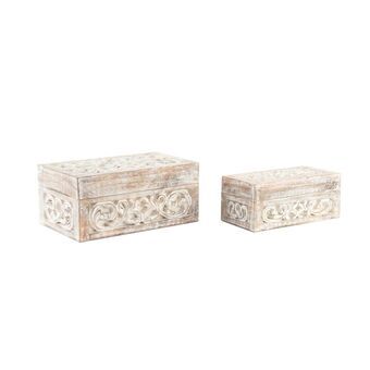 Set of decorative boxes DKD Home Decor Wood Light brown (25 x 15 x 11 cm) (2 Units)