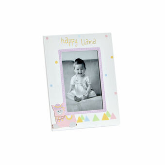 Photo frame DKD Home Decor S3021813 Crystal Pink White Children\'s Llama MDF Wood (17 x 1,5 x 22 cm) (10 x 15 cm)
