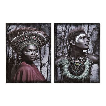 Painting DKD Home Decor African Woman Colonial (30 x 1,8 x 40 cm) (2 Units) 30 x 1.8 x 40 cm (2 pcs)