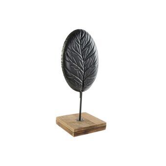 Candleholder DKD Home Decor Crystal Black Metal Wood Dark brown Leaf of a plant (20 x 20 x 51 cm)