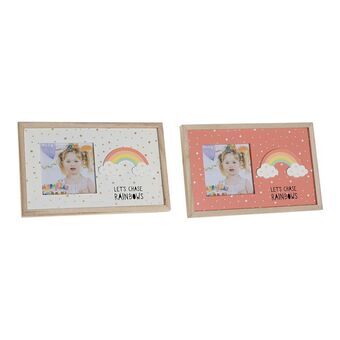 Photo frame DKD Home Decor Rainbow Pink White Children\'s MDF Wood (25 x 1 x 16 cm) (2 Units)