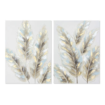 Painting DKD Home Decor Feathers (2 Units) (50 x 3 x 70 cm)