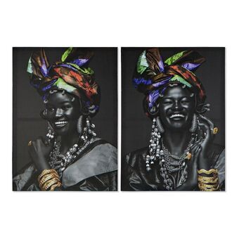 Painting DKD Home Decor S3013642 Canvas African Woman Colonial (50 x 1,8 x 70 cm) (2 Units)