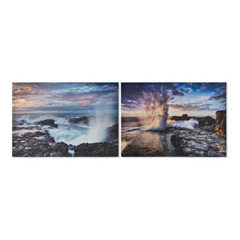 Painting DKD Home Decor Sea Canvas Sea and ocean (70 x 1,8 x 50 cm) (2 Units)