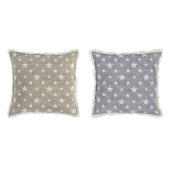 Cushion DKD Home Decor Grey Beige Polyester Cotton Aluminium (45 x 10 x 45 cm) (2 Units)