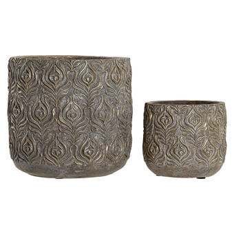 Set of pots DKD Home Decor Grey Cement Arab (20,5 x 20,5 x 20,5 cm)