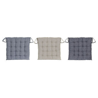Chair cushion DKD Home Decor Beige Blue Polyester Cotton Aluminium Navy Blue Mediterranean (3) (38 x 38 x 6 cm) (3 Units)