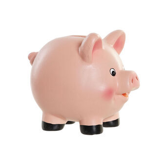 Money box DKD Home Decor Brown Pink Stoneware MDF Wood Pig