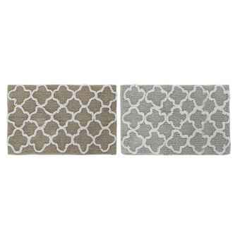 Bath rug DKD Home Decor Grey Brown Cotton (2 Units) (50 x 80 x 1 cm)
