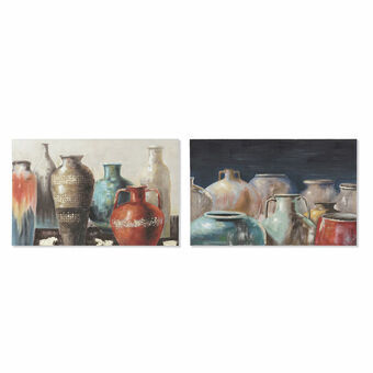 Painting DKD Home Decor Canvas 90 x 2,7 x 60 cm Vase Cottage (2 Units)