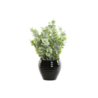 Plant pot DKD Home Decor Black Green Cloth Ceramic (16 x 16 x 26 cm)