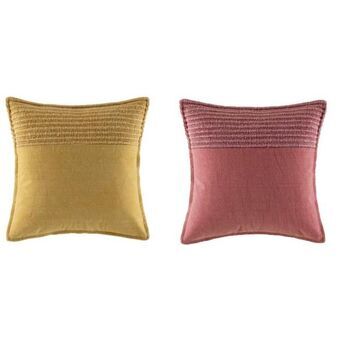 Cushion DKD Home Decor Polyester Cotton Aluminium Maroon Modern Mustard (45 x 10 x 45 cm) (2 Units)