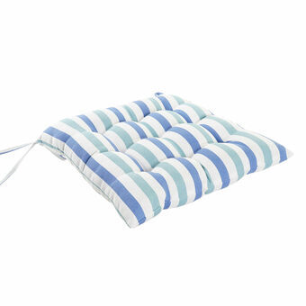 Chair cushion DKD Home Decor Stripes White Sky blue (40 x 40 x 7 cm)