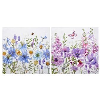 Painting DKD Home Decor Flowers Canvas MDF Wood (2 pcs) (80 x 3 x 80 cm)