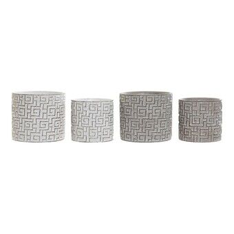 Set of pots DKD Home Decor Grey Cement White Modern Geometric (2 Units) (17 x 17 x 15 cm)