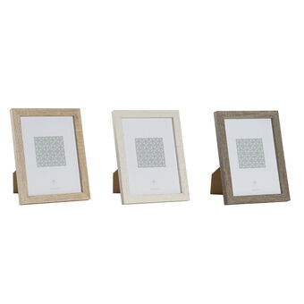 Photo frame DKD Home Decor Natural Beige Wood Dark brown Boho (18 x 2 x 23 cm) (3 Units)