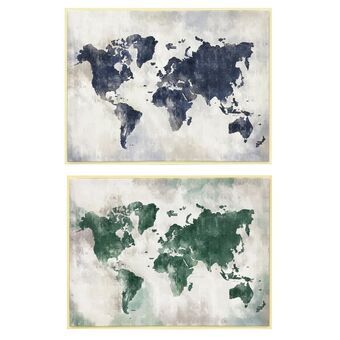 Painting DKD Home Decor World Map (2 pcs) (80 x 3 x 60 cm)