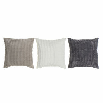 Cushion DKD Home Decor S3027442 Grey Beige Polyester Aluminium White Corduroy (45 x 10 x 45 cm) (3) (3 Units)