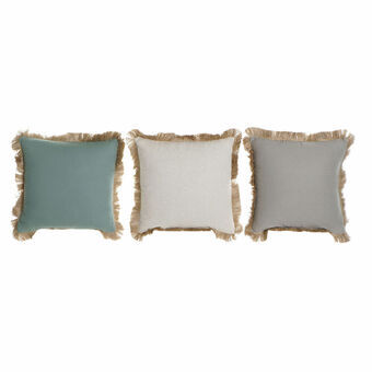 Cushion DKD Home Decor Green Beige Grey Cotton (45 x 10 x 45 cm) (3 pcs)