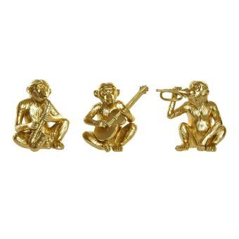 Decorative Figure DKD Home Decor Golden Resin Monkey (14.2 x 8.5 x 14 cm) (3 pcs)