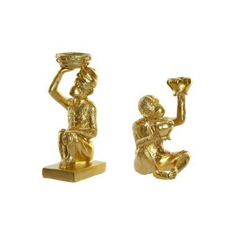Candleholder DKD Home Decor Golden Resin Monkey (11 x 11 x 16.8 cm) (2 pcs)