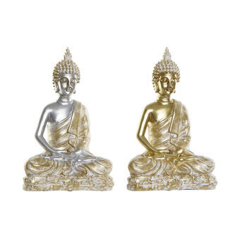 Decorative Figure DKD Home Decor Silver Golden Buddha Resin (25 x 14 x 37 cm) (2 pcs)
