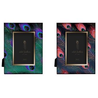 Photo frame DKD Home Decor Feathers Polyester MDF Wood Glam (22 x 1.5 x 26.5 cm) (2 pcs)