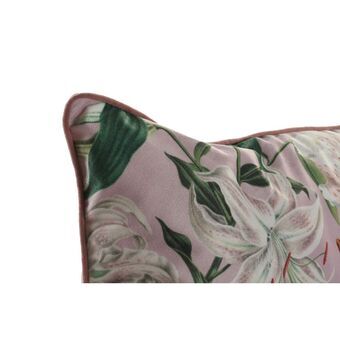 Cushion DKD Home Decor Beige Pink Polyester Flowers (45 x 15 x 45 cm) (2 Units)