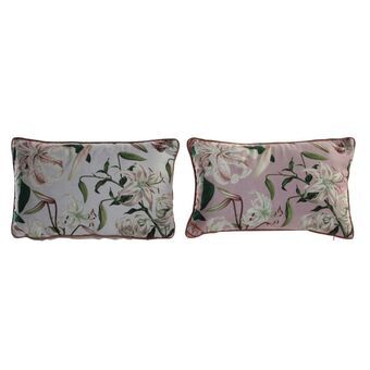 Cushion DKD Home Decor Beige Pink Polyester Aluminium Shabby Chic (50 x 15 x 30 cm) (2 Units)