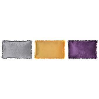 Cushion DKD Home Decor Grey Purple Polyester Aluminium Yellow Modern Fringe (50 x 10 x 30 cm) (3) (3 Units)