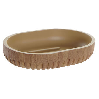 Soap dish DKD Home Decor Resin Wood Brown (12,5 x 8,5 x 2,5 cm)