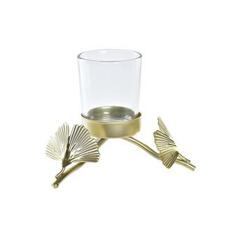 Candleholder DKD Home Decor Champagne Crystal Metal Ginkgo (13,5 x 12,5 x 10,5 cm)