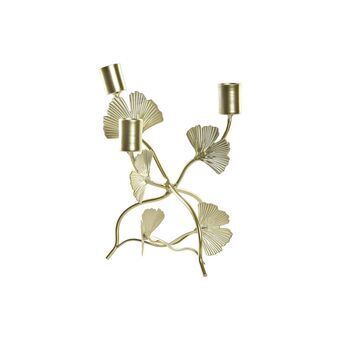 Candle Holder DKD Home Decor Champagne Metal Ginkgo (13 x 13 x 21 cm)