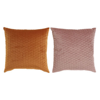Cushion DKD Home Decor Pink Orange Polyester Aluminium (45 x 10 x 43 cm) (2 Units)