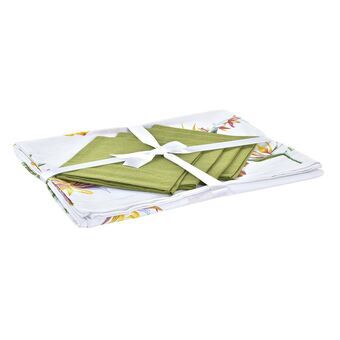 Table linen set DKD Home Decor Tropical Polyester Cotton Green (150 x 150 x 0,5 cm)
