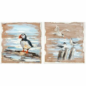 Painting DKD Home Decor Birds Mediterranean (45 x 2,7 x 45 cm) (2 Units)