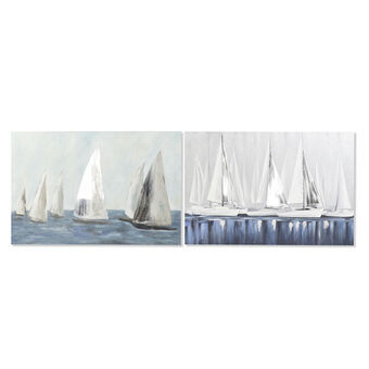Painting DKD Home Decor Yachts Mediterranean (120 x 2,8 x 80 cm) (2 Units)