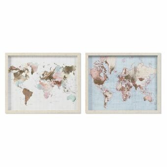 Painting DKD Home Decor World Map (53 x 3 x 43 cm) (2 Units)