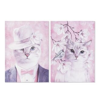 Painting DKD Home Decor Cat (50 x 1,8 x 70 cm) (2 Units) (12 Units)