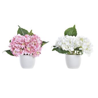 Decorative Flowers DKD Home Decor Pink Cloth White PE (26 x 26 x 29 cm) (2 Units)