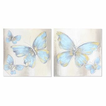 Painting DKD Home Decor Butterflies (50 x 2,5 x 50 cm) (2 Units)